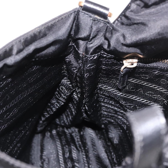 PRADA Shoulder Bag Nylon Black Gold Auth 183882A