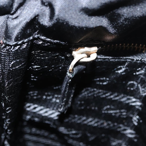 PRADA Shoulder Bag Nylon Black Gold Auth 183882A