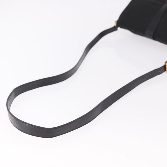 PRADA Shoulder Bag Nylon Black Gold Auth 183882A