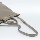 PRADA Tote Bag Leather 2way Gray Gold Auth 183884V-9