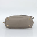 PRADA Tote Bag Leather 2way Gray Gold Auth 183884V-5