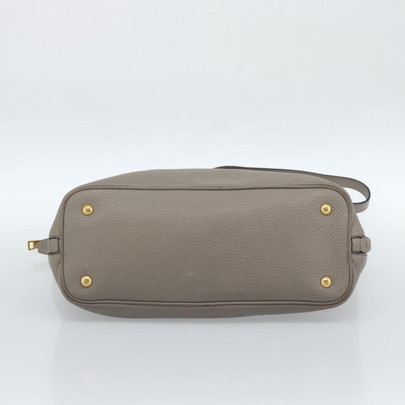 PRADA Tote Bag Leather 2way Gray Gold Auth 183884V