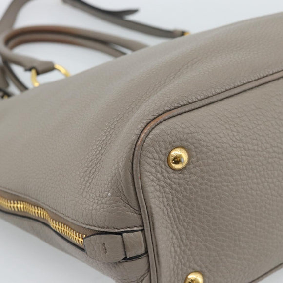 PRADA Tote Bag Leather 2way Gray Gold Auth 183884V