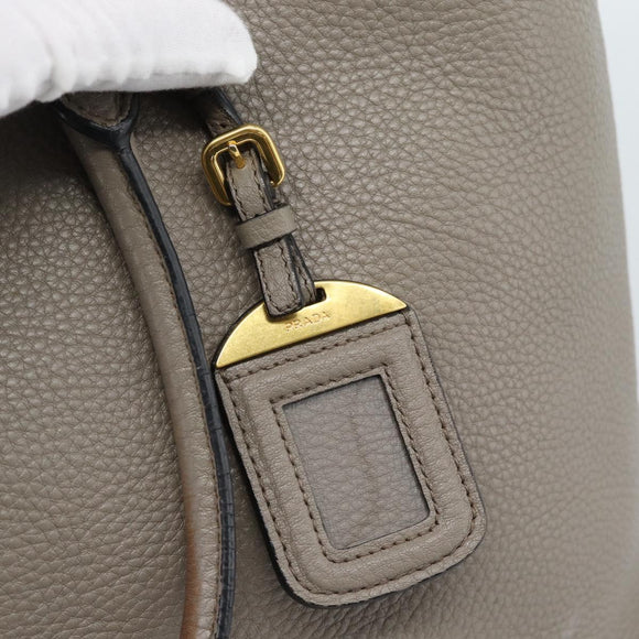 PRADA Tote Bag Leather 2way Gray Gold Auth 183884V