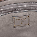 PRADA Tote Bag Leather 2way Gray Gold Auth 183884V-22