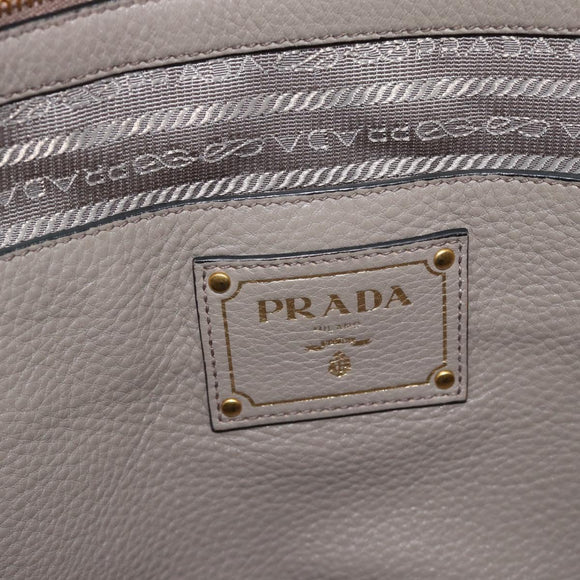 PRADA Tote Bag Leather 2way Gray Gold Auth 183884V