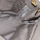 PRADA Tote Bag Leather 2way Gray Gold Auth 183884V-23