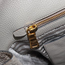 PRADA Tote Bag Leather 2way Gray Gold Auth 183884V-25