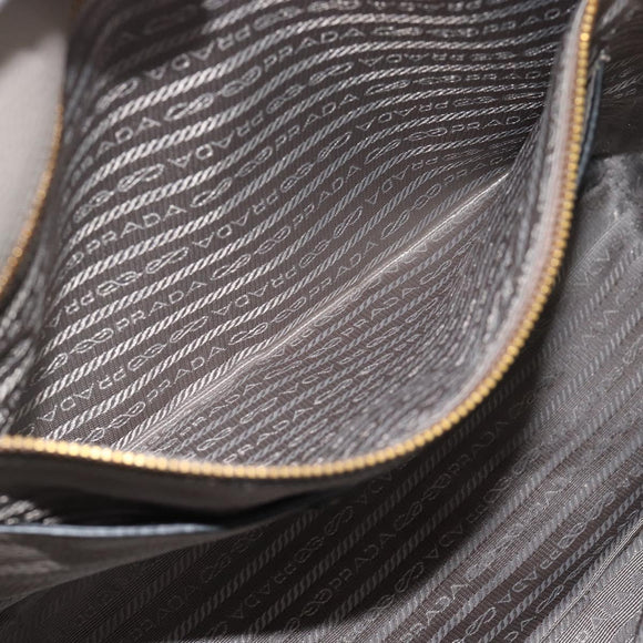 PRADA Tote Bag Leather 2way Gray Gold Auth 183884V