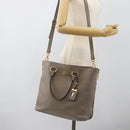 PRADA Tote Bag Leather 2way Gray Gold Auth 183884V-30