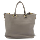 PRADA Tote Bag Leather 2way Gray Gold Auth 183884V-2