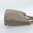 PRADA Tote Bag Leather 2way Gray Gold Auth 183884V-4