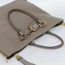 PRADA Tote Bag Leather 2way Gray Gold Auth 183884V-6