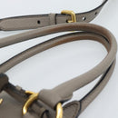 PRADA Tote Bag Leather 2way Gray Gold Auth 183884V-14