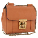 Chloe Elsie Chain Shoulder Bag Leather Orange Gold Auth 183885-1