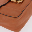 Chloe Elsie Chain Shoulder Bag Leather Orange Gold Auth 183885-10