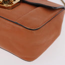 Chloe Elsie Chain Shoulder Bag Leather Orange Gold Auth 183885-11