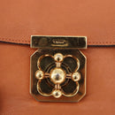 Chloe Elsie Chain Shoulder Bag Leather Orange Gold Auth 183885-14