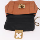 Chloe Elsie Chain Shoulder Bag Leather Orange Gold Auth 183885-15