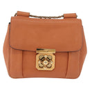 Chloe Elsie Chain Shoulder Bag Leather Orange Gold Auth 183885-2