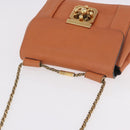 Chloe Elsie Chain Shoulder Bag Leather Orange Gold Auth 183885-6