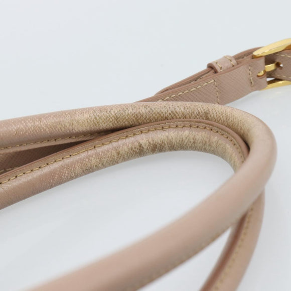 PRADA Handtas Saffiano Leer 2-weg Beige Goud Auth 183886A