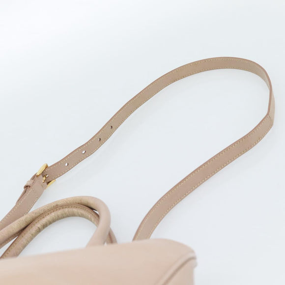PRADA Hand Bag Safiano Leather 2way Beige Gold Auth 183886A