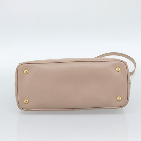 PRADA Handtas Saffiano Leer 2-weg Beige Goud Auth 183886A