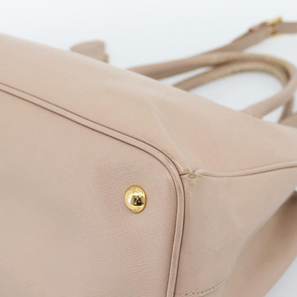 PRADA Handtas Saffiano Leer 2-weg Beige Goud Auth 183886A
