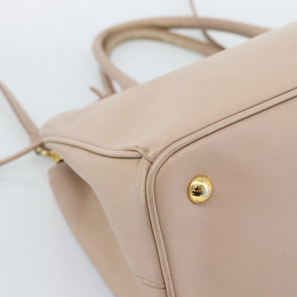 PRADA Handtas Saffiano Leer 2-weg Beige Goud Auth 183886A
