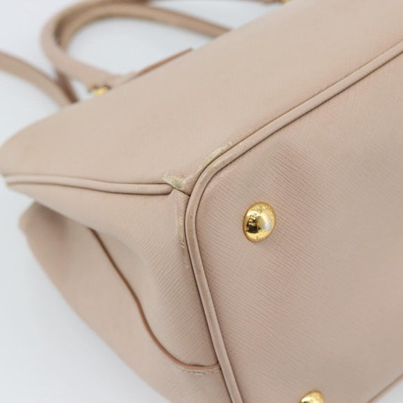 PRADA Handtas Saffiano Leer 2-weg Beige Goud Auth 183886A