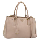 PRADA Handtas Saffiano Leer 2-weg Beige Goud Auth 183886A-1