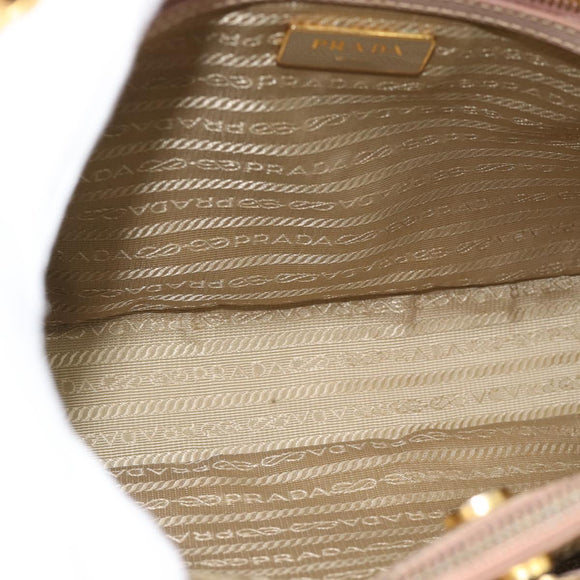 PRADA Handtas Saffiano Leer 2-weg Beige Goud Auth 183886A