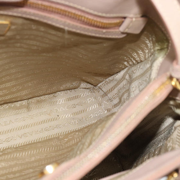 PRADA Handtas Saffiano Leer 2-weg Beige Goud Auth 183886A
