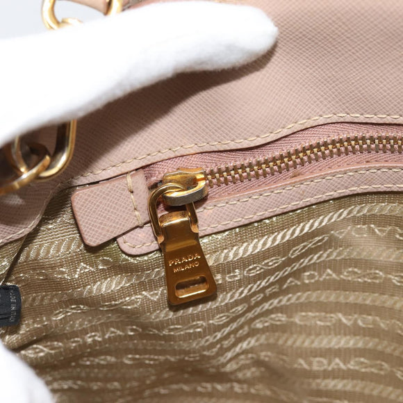 PRADA Handtas Saffiano Leer 2-weg Beige Goud Auth 183886A
