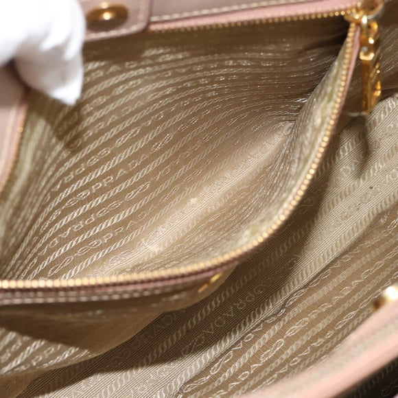 PRADA Handtas Saffiano Leer 2-weg Beige Goud Auth 183886A