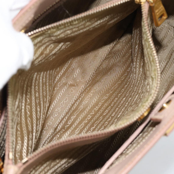 PRADA Handtas Saffiano Leer 2-weg Beige Goud Auth 183886A