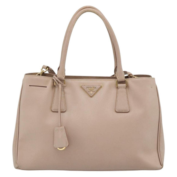 PRADA Handtas Saffiano Leer 2-weg Beige Goud Auth 183886A