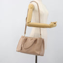 PRADA Handtas Saffiano Leer 2-weg Beige Goud Auth 183886A-33
