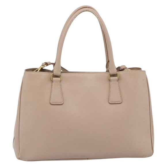 PRADA Handtas Saffiano Leer 2-weg Beige Goud Auth 183886A
