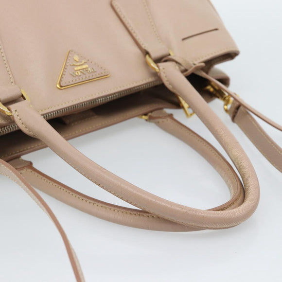 PRADA Handtas Saffiano Leer 2-weg Beige Goud Auth 183886A