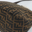 FENDI Zucca Canvas Mamma Baguette Shoulder Bag Black Brown Silver Auth 183887SAM-14