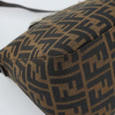 FENDI Zucca Canvas Mamma Baguette Shoulder Bag Black Brown Silver Auth 183887SAM-15