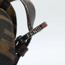 FENDI Zucca Canvas Mamma Baguette Shoulder Bag Black Brown Silver Auth 183887SAM-9