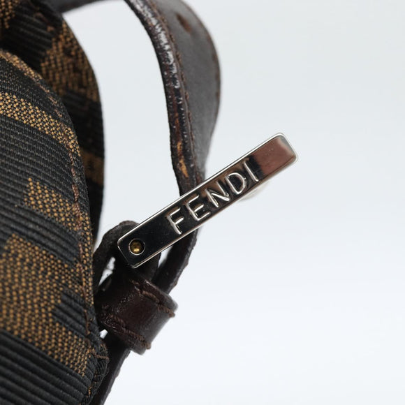 FENDI Zucca Canvas Mamma Baguette Shoulder Bag Black Brown Silver Auth 183887SAM