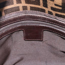 FENDI Zucca Canvas Mamma Baguette Shoulder Bag Black Brown Silver Auth 183887SAM-18