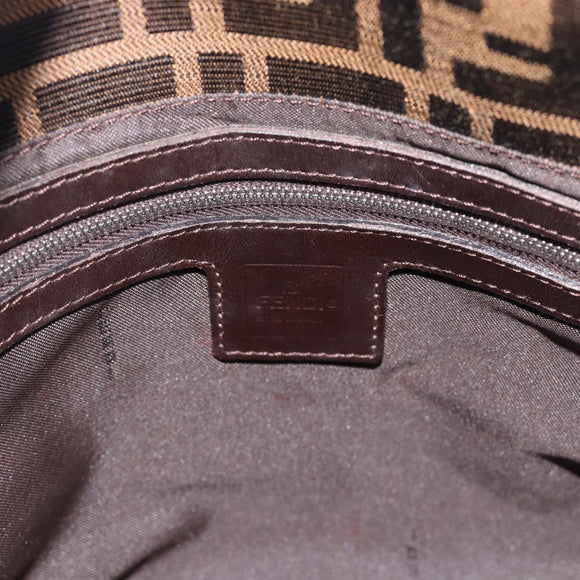 FENDI Zucca Canvas Mamma Baguette Shoulder Bag Black Brown Silver Auth 183887SAM