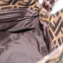 FENDI Zucca Canvas Mamma Baguette Shoulder Bag Black Brown Silver Auth 183887SAM-19