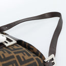 FENDI Zucca Canvas Mamma Baguette Shoulder Bag Black Brown Silver Auth 183887SAM-8