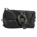 BVLGARI Chandra Shoulder Bag Leather Black Gold Auth 183888A-1